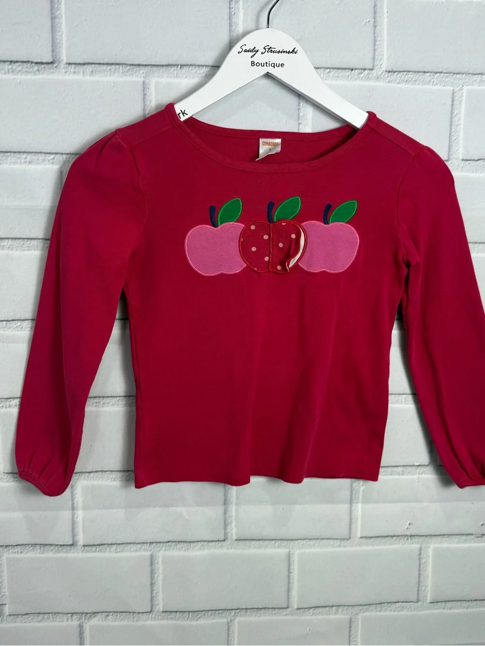 Gymboree Girls Size 8 Pink Apple Long Sleeve Top Shirt